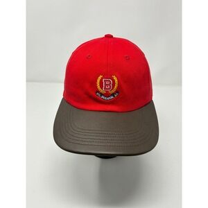 Bodega Crest Hat Made in USA Red Leather Brim Adjustable Strapback Cap Boston LA